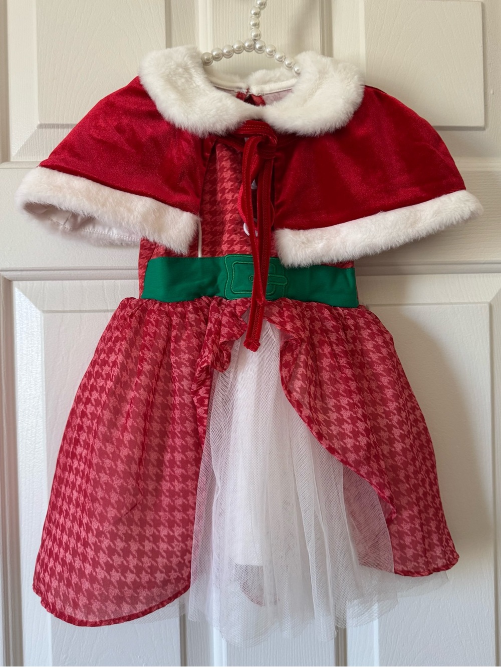 Taylor Joelle Holiday Gingham Dress with Cape (Green Belt) size 2